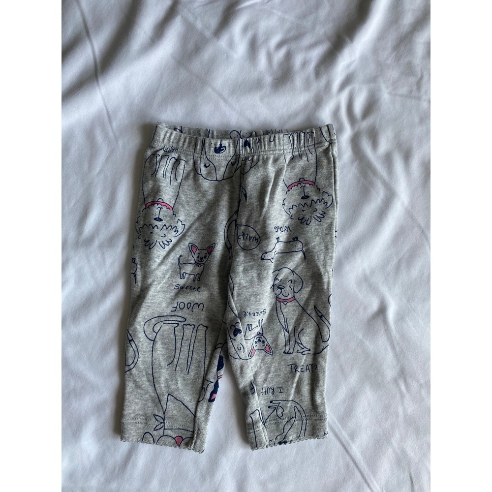 Carter's Baby Girls Dog Print Playful Leggings Size 3m Gray Blue